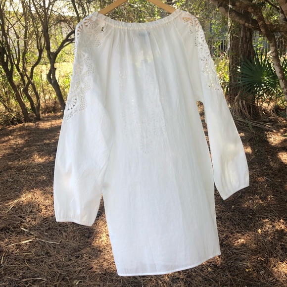 J. Crew coverup in off white with inset embroidery & rope neck tie. XL. - Picture 12 of 15